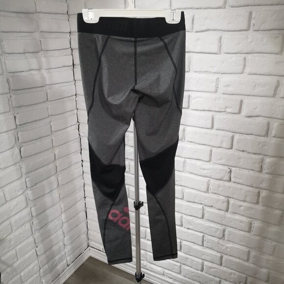 Adidas Ladies Size XS Grey w/ Black & Pink Accents Elastic Waistband Leggings - Picture 2 of 11
